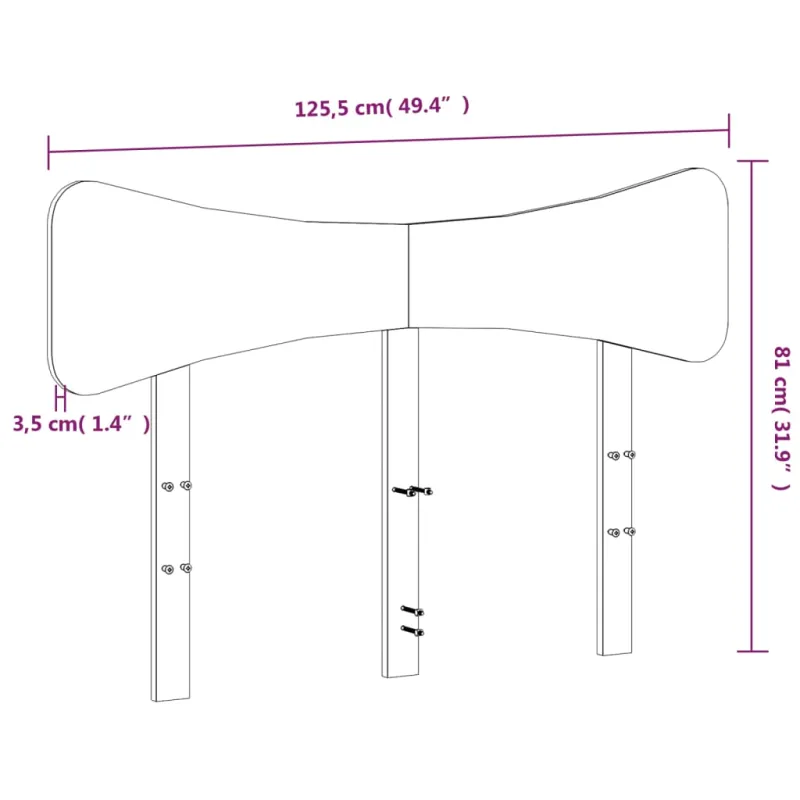Galvūgalis, baltos spalvos, 120cm, pušies medienos masyvas