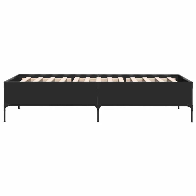 Lovos rėmas, juodas, 90x200cm, apdirbta mediena ir metalas
