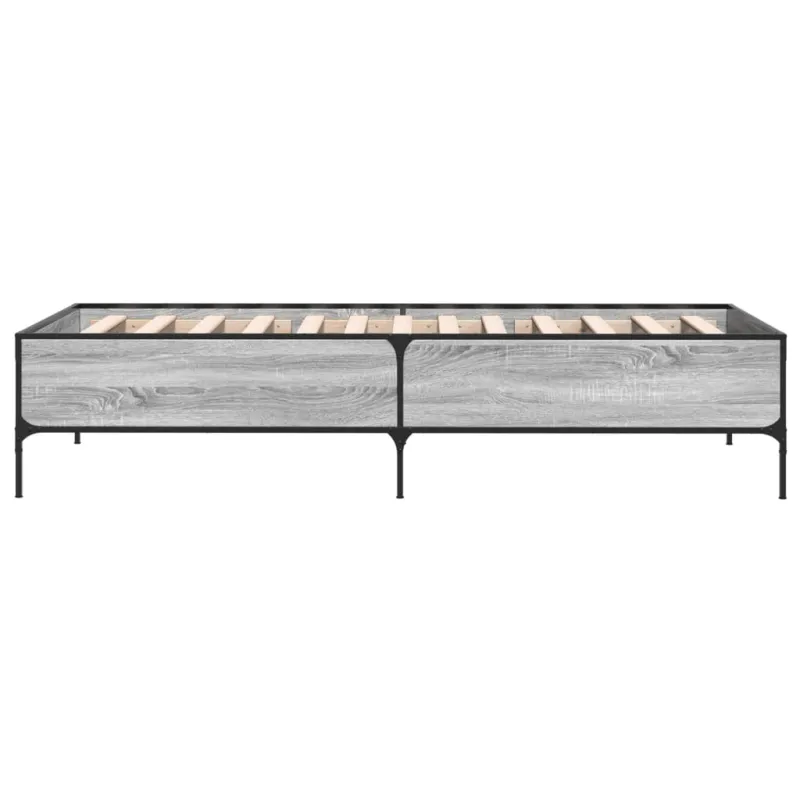 Lovos rėmas, pilkas ąžuolo, 90x200cm, apdirbta mediena/metalas