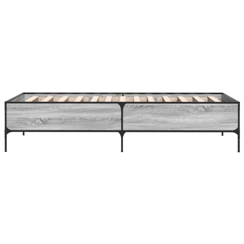 Lovos rėmas, pilkas ąžuolo, 90x190cm, apdirbta mediena/metalas