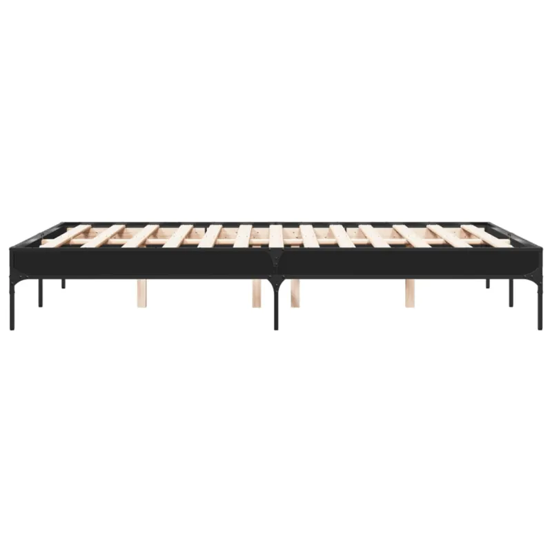 Lovos rėmas, juodas, 135x190cm, apdirbta mediena ir metalas