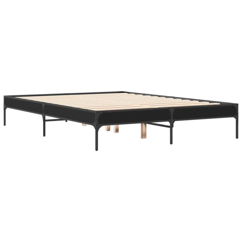 Lovos rėmas, juodas, 135x190cm, apdirbta mediena ir metalas
