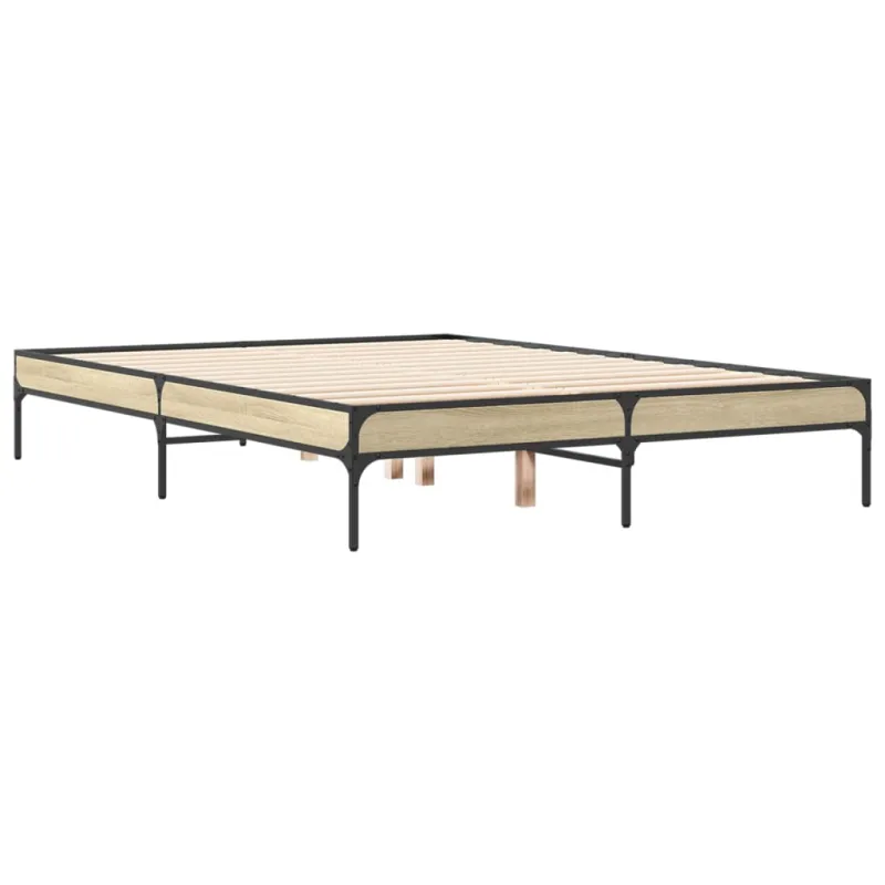 Lovos rėmas, ąžuolo, 135x190cm, apdirbta mediena ir metalas