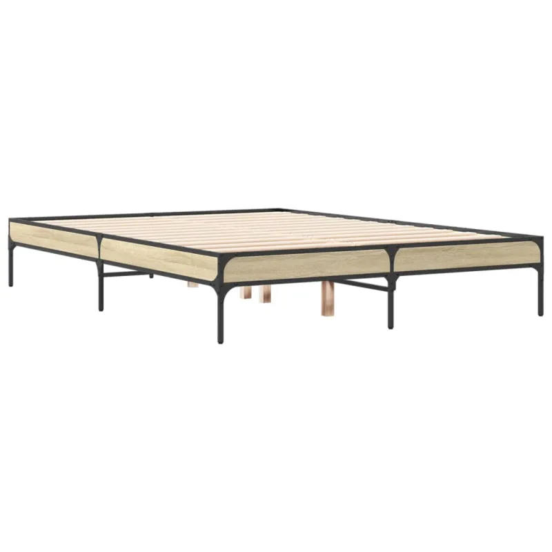 Lovos rėmas, ąžuolo, 135x190cm, apdirbta mediena ir metalas