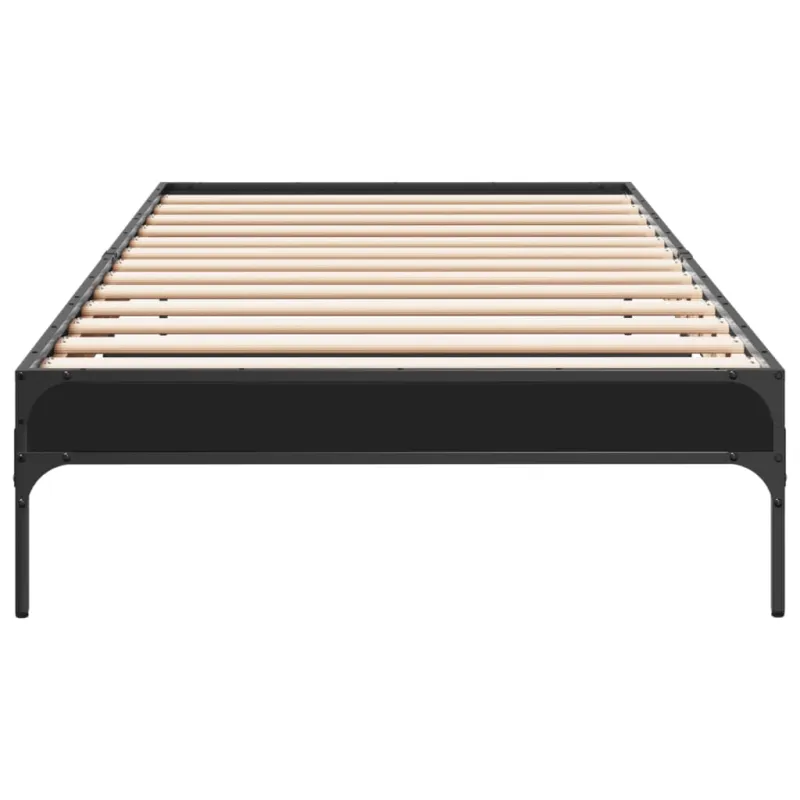 Lovos rėmas, juodas, 75x190cm, apdirbta mediena ir metalas