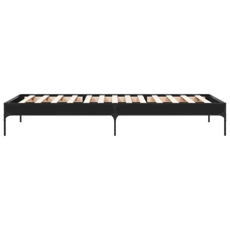 Lovos rėmas, juodas, 75x190cm, apdirbta mediena ir metalas