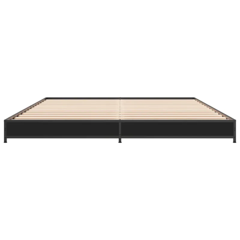 Lovos rėmas, juodas, 135x190cm, apdirbta mediena ir metalas