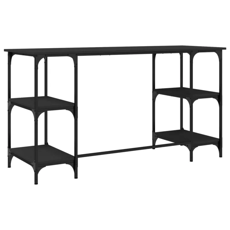 Rašomasis stalas, juodas, 140x50x75cm, metalas/apdirbta mediena