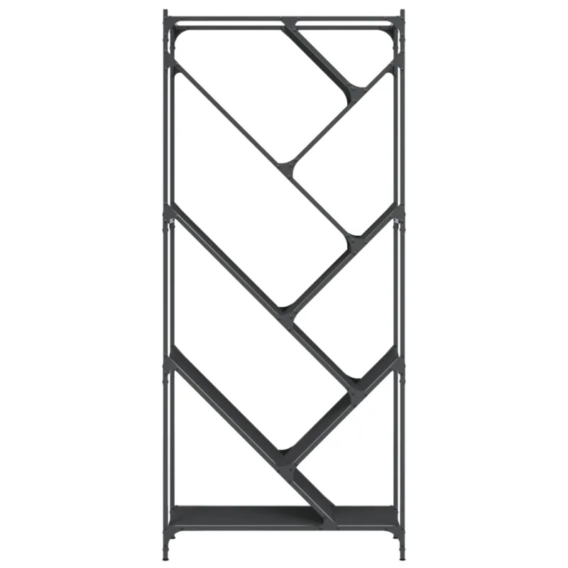 Knygų spinta, juoda, 79x30x180cm, apdirbta mediena ir metalas