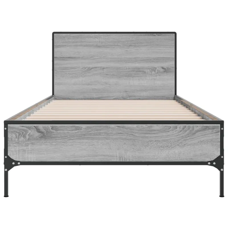 Lovos rėmas, pilkas ąžuolo, 100x200cm, apdirbta mediena/metalas