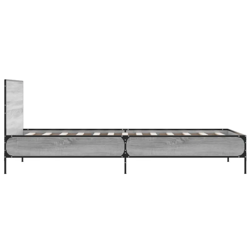 Lovos rėmas, pilkas ąžuolo, 75x190cm, apdirbta mediena/metalas