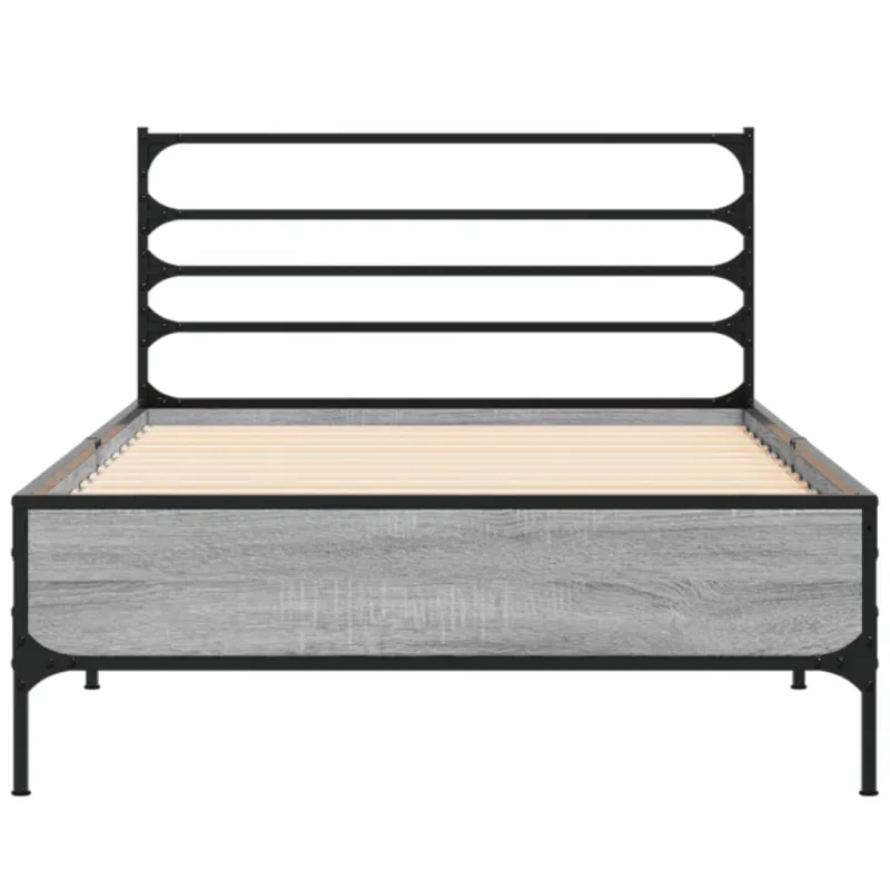 Lovos rėmas, pilkas ąžuolo, 75x190cm, apdirbta mediena/metalas