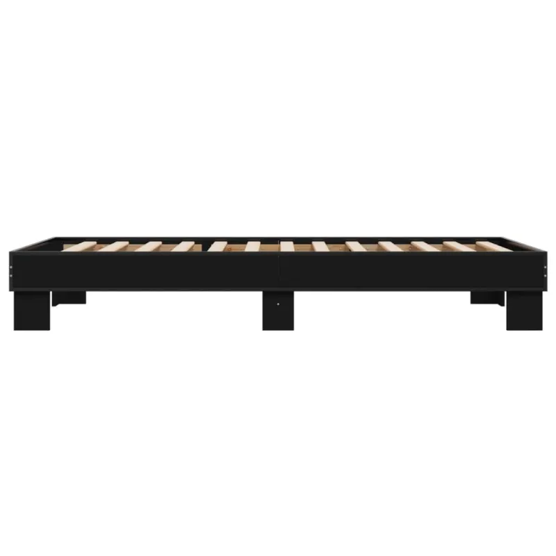 Lovos rėmas, juodas, 75x190cm, apdirbta mediena ir metalas