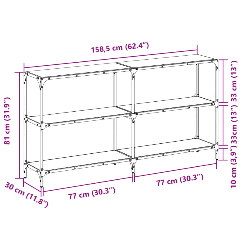 Konsolinis staliukas, 158,5x30x81cm, plienas