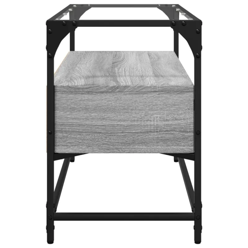 TV spintelė su stikliniu stalviršiu, pilka, 80x35x51cm, mediena