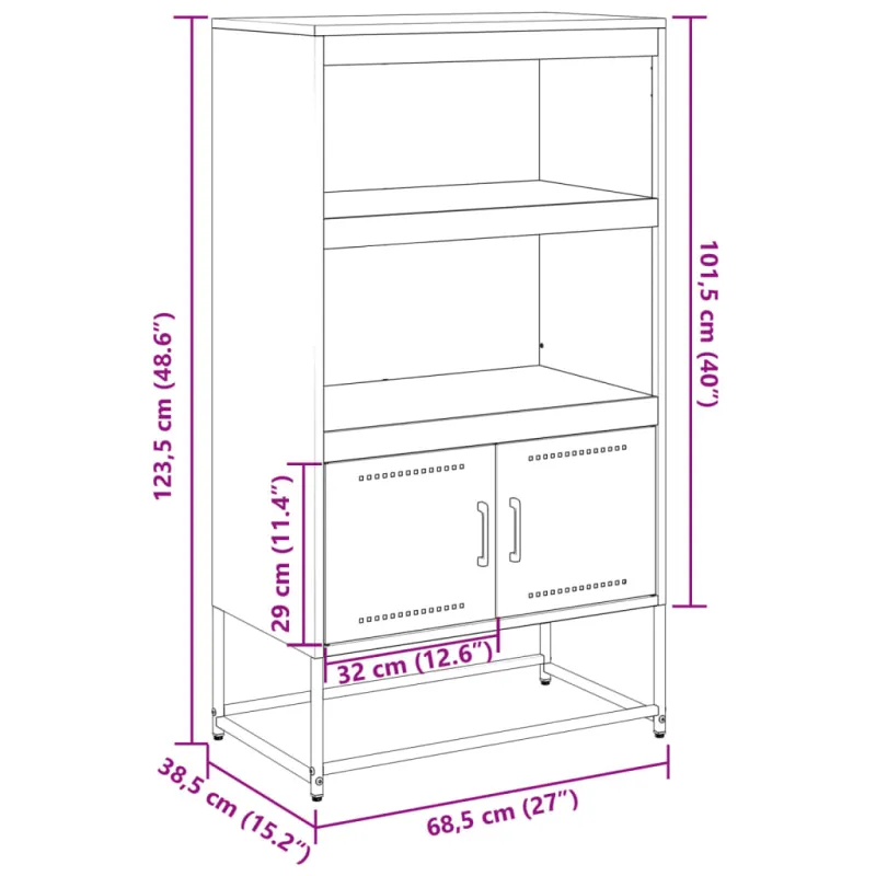 Komoda, antracito spalvos, 68,5x38,5x123,5cm, plienas