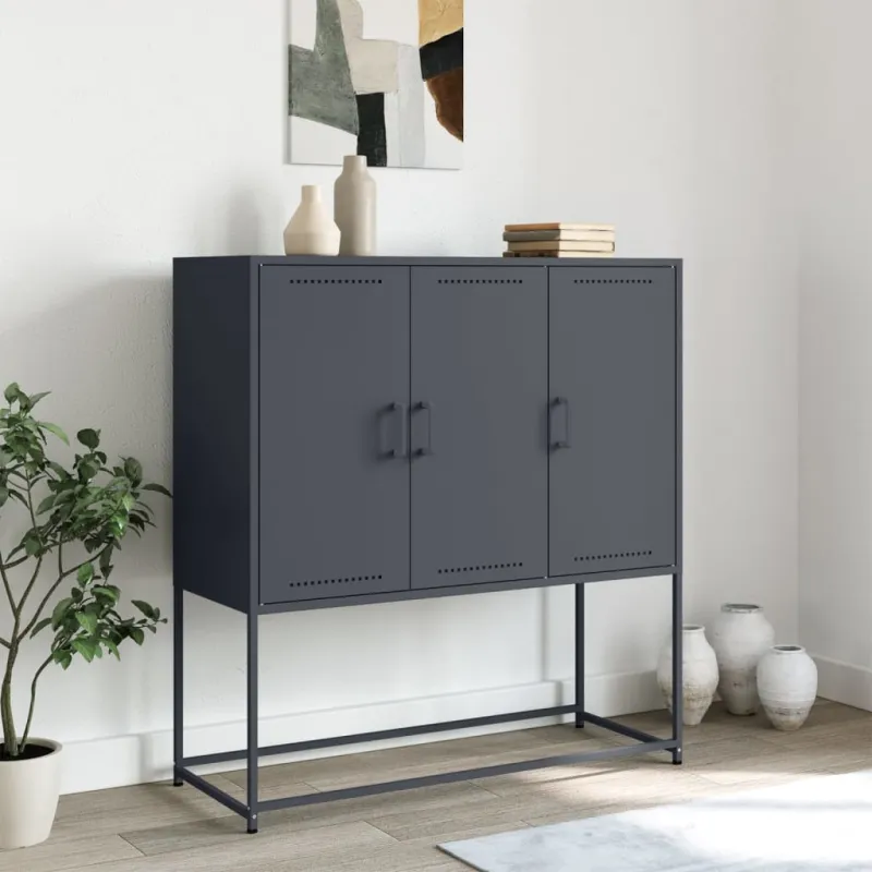 Komoda, antracito spalvos, 100,5x39x107cm, plienas