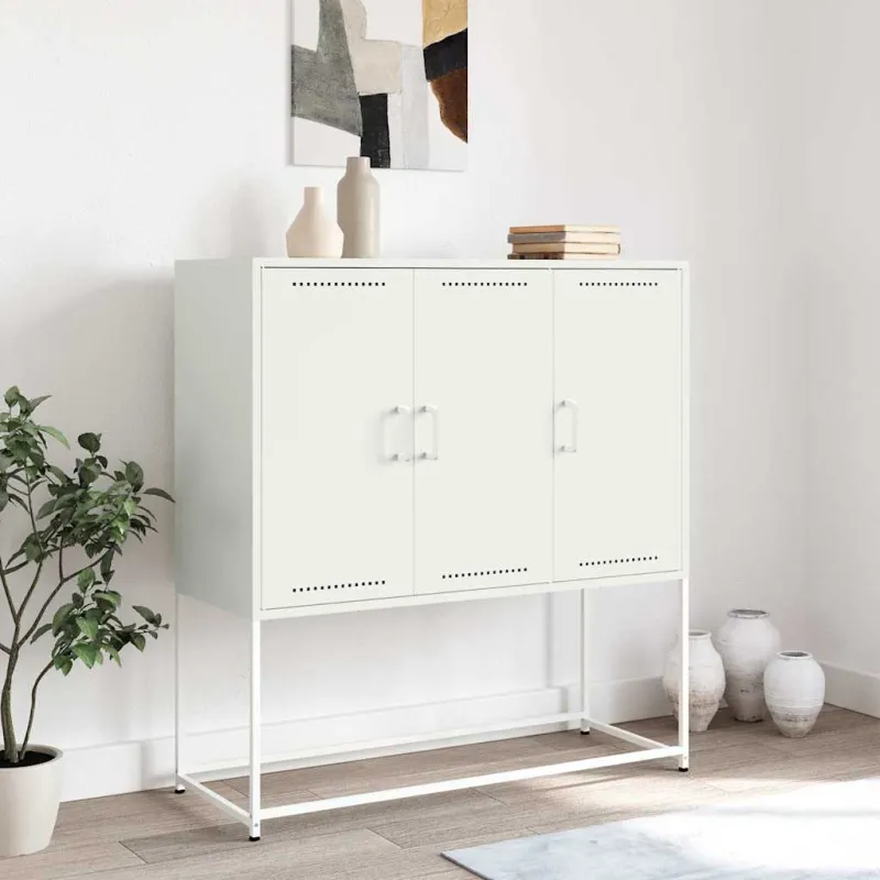 Komoda, baltos spalvos, 100,5x39x107cm, plienas