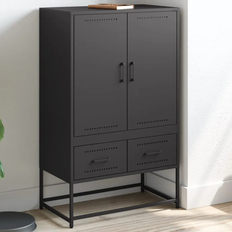 Komoda, juodos, 68x39x111,5 cm, plienas