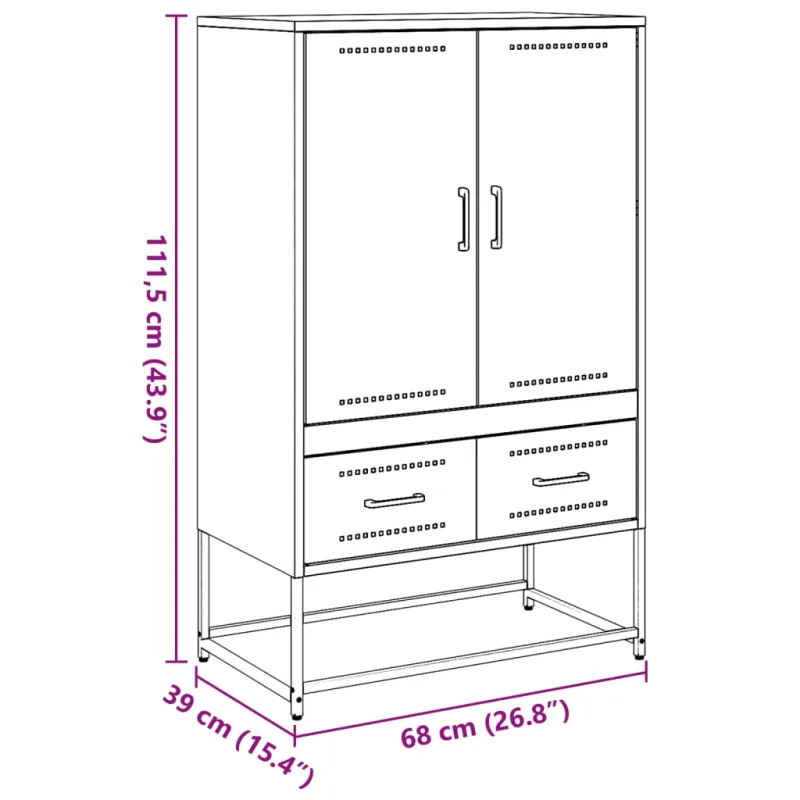 Komoda, juodos, 68x39x111,5 cm, plienas