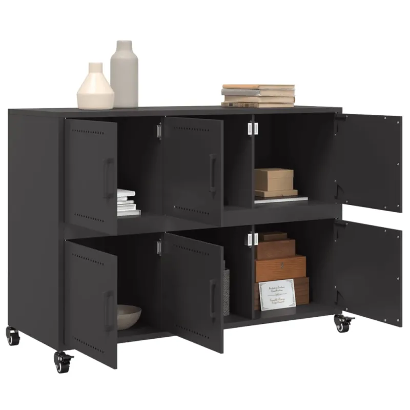 Šoninė spintelė, juodos spalvos, 100,5x39x72cm, plienas