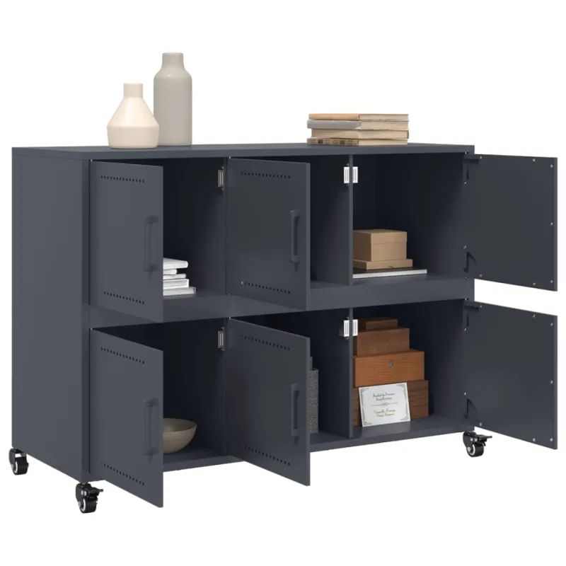 Šoninė spintelė, antracito spalvos, 100,5x39x72cm, plienas
