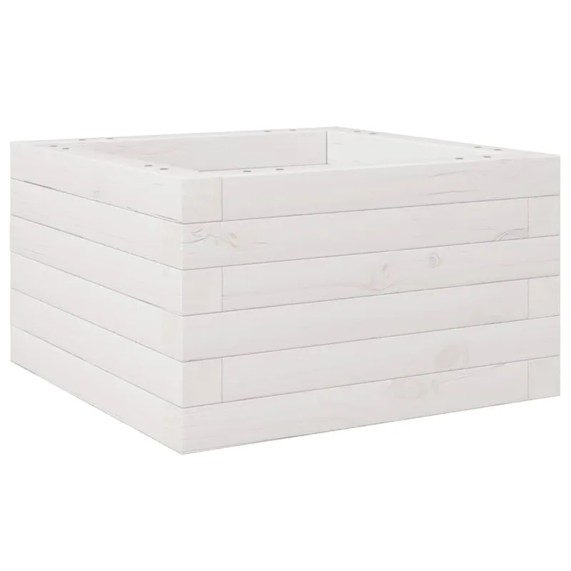 Sodo lovelis, baltas, 40x40x23cm, pušies medienos masyvas
