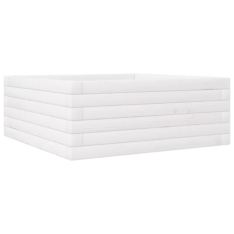 Sodo lovelis, baltas, 60x60x23cm, pušies medienos masyvas