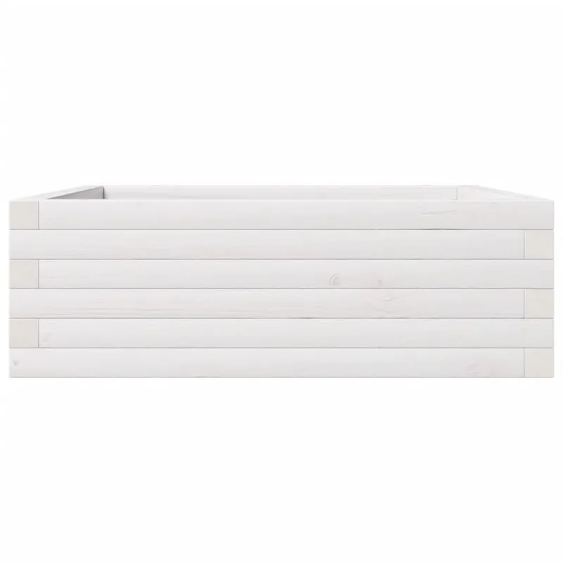 Sodo lovelis, baltas, 70x70x23cm, pušies medienos masyvas
