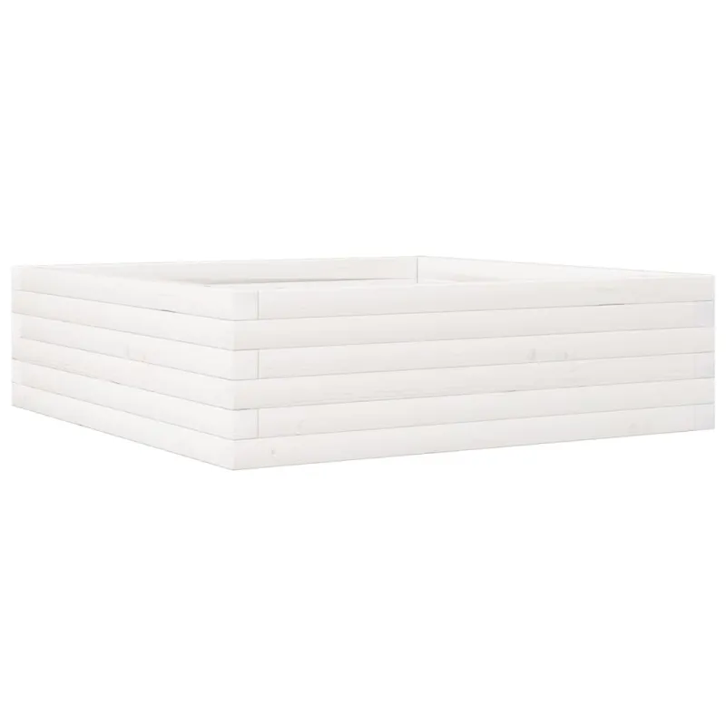 Sodo lovelis, baltas, 80x80x23cm, pušies medienos masyvas