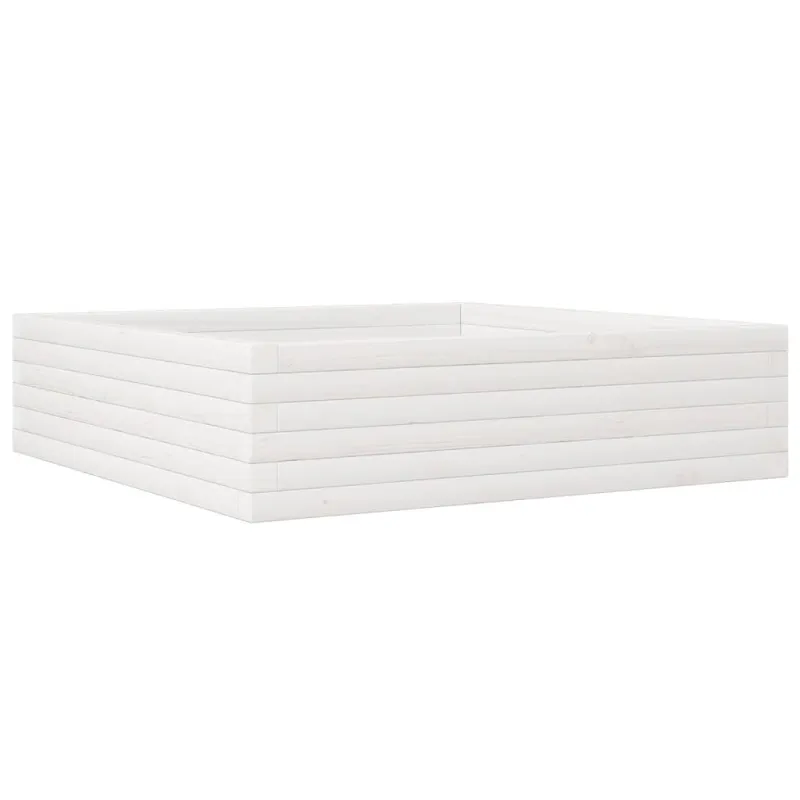 Sodo lovelis, baltas, 90x90x23cm, pušies medienos masyvas