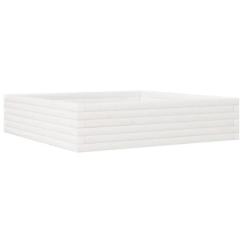 Sodo lovelis, baltas, 100x100x23cm, pušies medienos masyvas