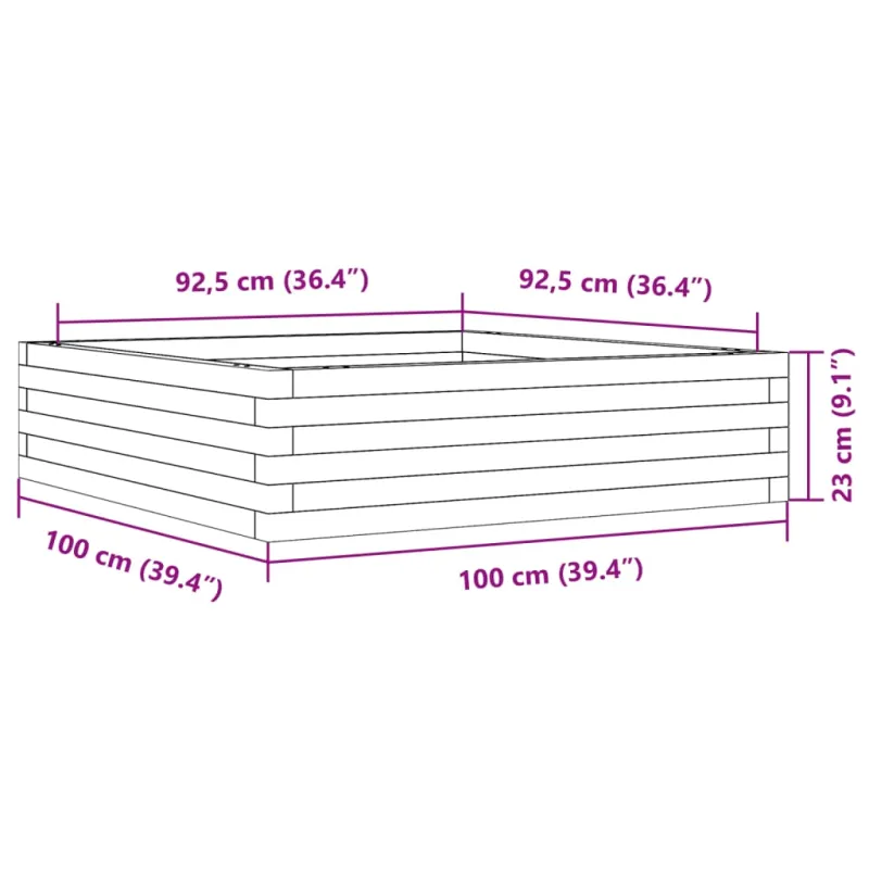 Sodo lovelis, baltas, 100x100x23cm, pušies medienos masyvas