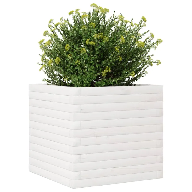 Sodo lovelis, baltas, 50x50x45,5cm, pušies medienos masyvas