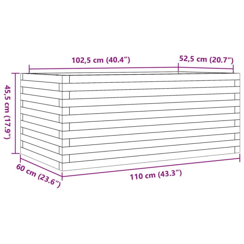 Sodo lovelis, baltas, 110x60x45,5cm, pušies medienos masyvas