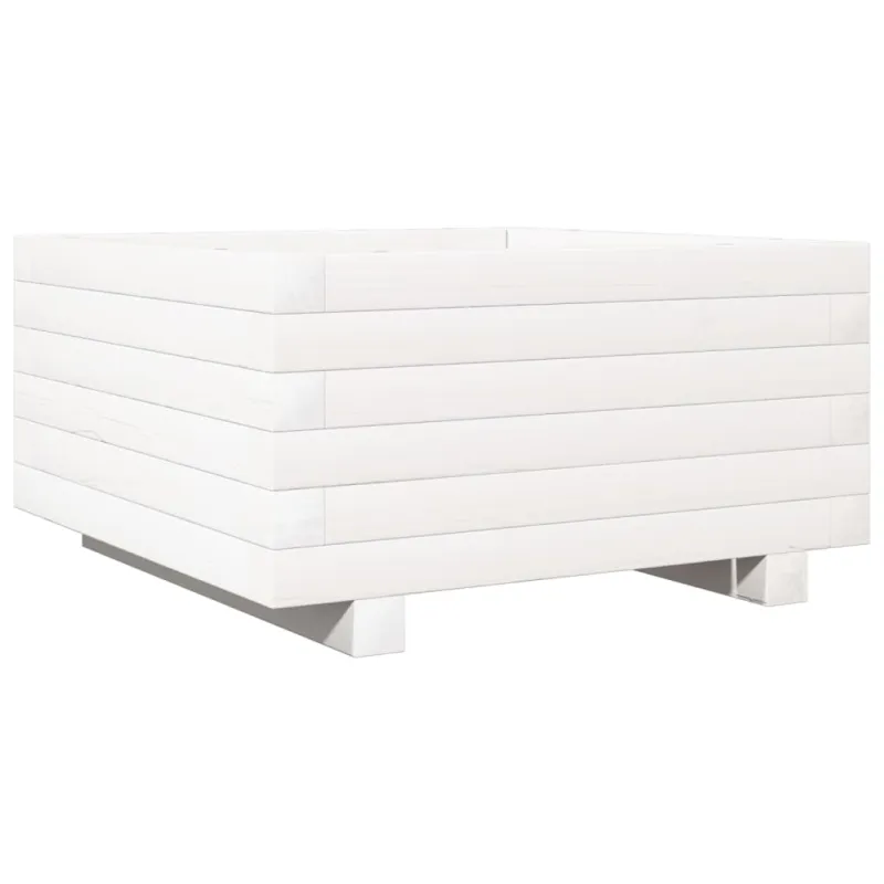 Sodo lovelis, baltas, 50x50x26,5cm, pušies medienos masyvas