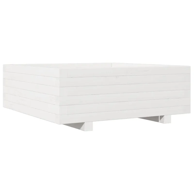 Sodo lovelis, baltas, 70x70x26,5cm, pušies medienos masyvas