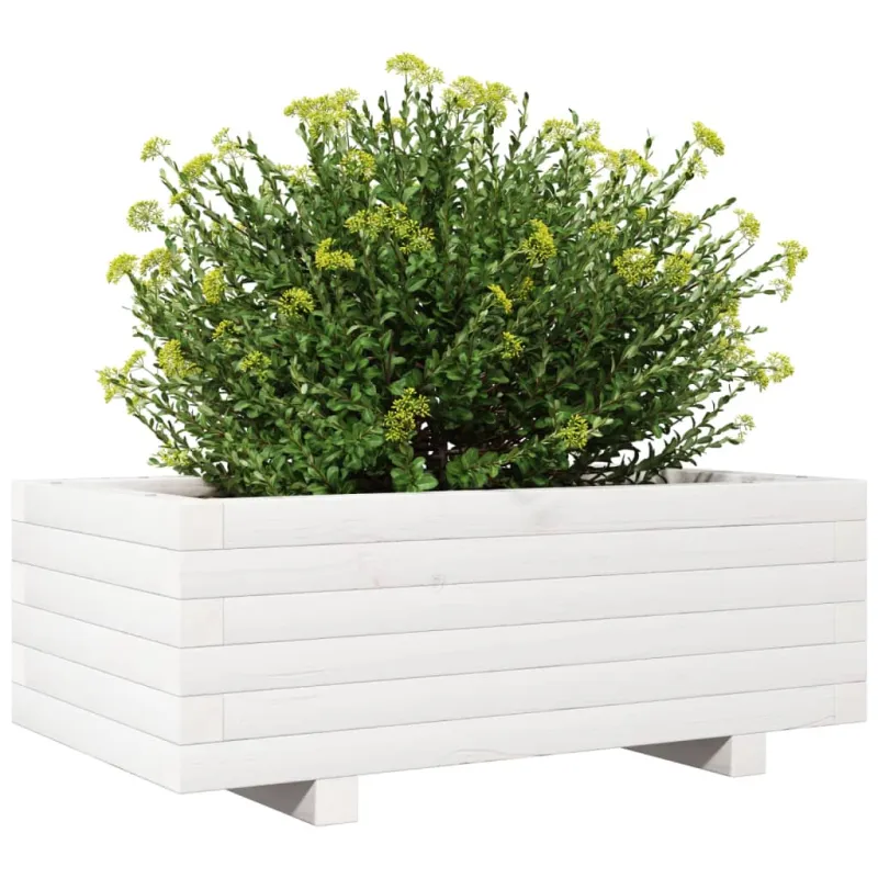 Sodo lovelis, baltas, 70x40x26,5cm, pušies medienos masyvas