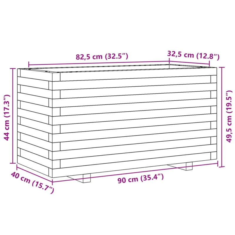 Sodo lovelis, baltas, 90x40x49,5cm, pušies medienos masyvas
