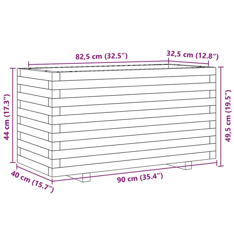 Sodo lovelis, 90x40x49,5cm, impregnuota pušies mediena