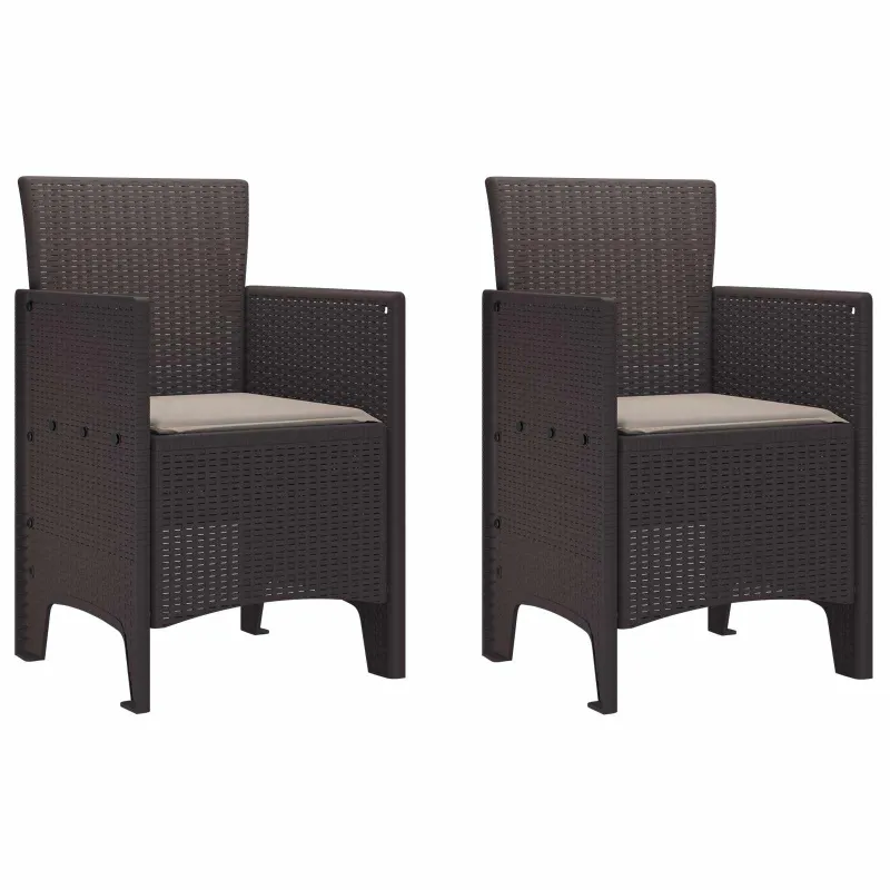 Sodo Kėdė su pagalve 2 pcs Ruda 53 x 49 x 85 cm Polipropilenas