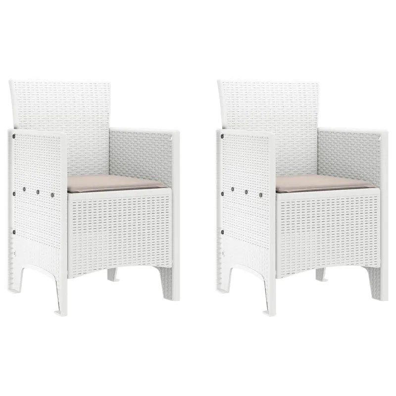 Sodo Kėdė su pagalve 2 pcs Balta 53 x 49 x 85 cm Polipropilenas