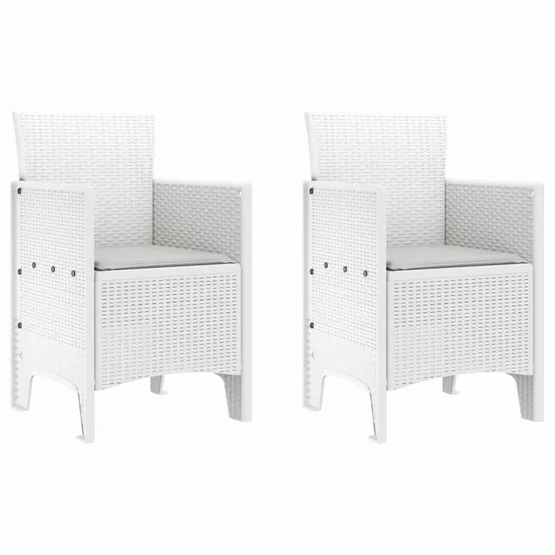 Sodo Kėdė su pagalve 2 pcs Balta 53 x 49 x 85 cm Polipropilenas