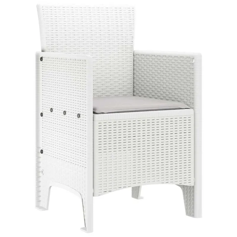 Sodo Kėdė su pagalve 2 pcs Balta 53 x 49 x 85 cm Polipropilenas