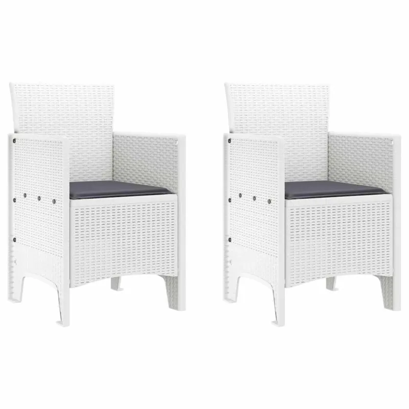 Sodo Kėdė su pagalve 2 pcs Balta 53 x 49 x 85 cm Polipropilenas