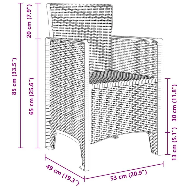 Sodo Kėdė 2 pcs Šviesiai pilka 53 x 49 x 85 cm Polipropilenas