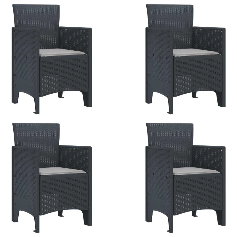 Sodo Kėdė 4 pcs Antracitas 53 x 49 x 85 cm Polipropilenas