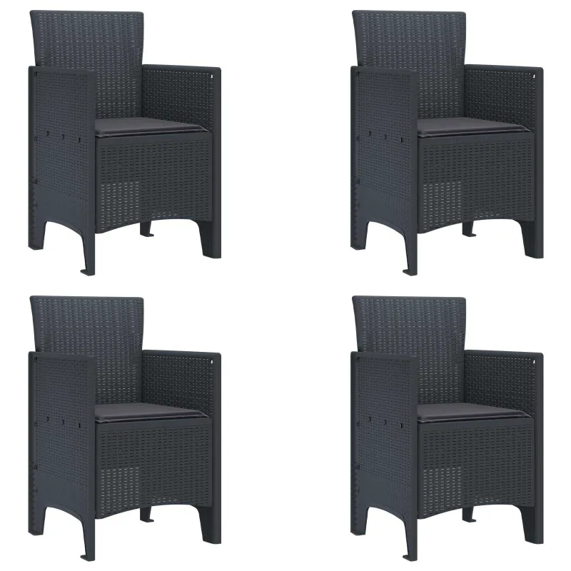 Sodo Kėdė 4 pcs Antracitas 53 x 49 x 85 cm Polipropilenas