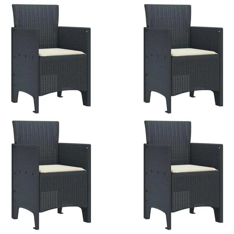 Sodo Kėdė 4 pcs Antracitas 53 x 49 x 85 cm Polipropilenas