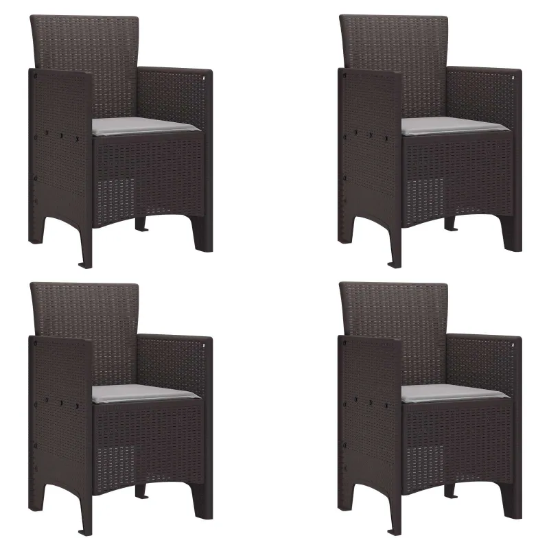 Sodo Kėdė su pagalve 4 pcs Ruda 53 x 49 x 85 cm Polipropilenas